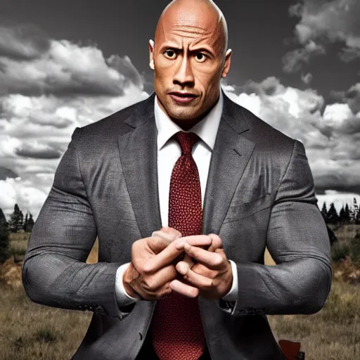 Prompt: A promotional photo of Dwayne Johnson cast as Saul Goodman in Better Call Saul; anatomically accurate; photorealistic, ultra high detail, 8k