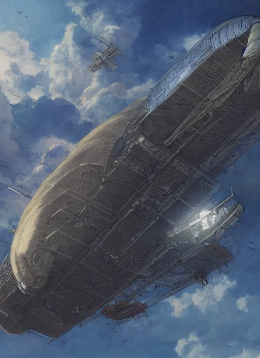 Prompt: portrait of the imperial airship in the sky, hidari, color page, tankoban, 4K, tone mapping, Akihiko Yoshida.