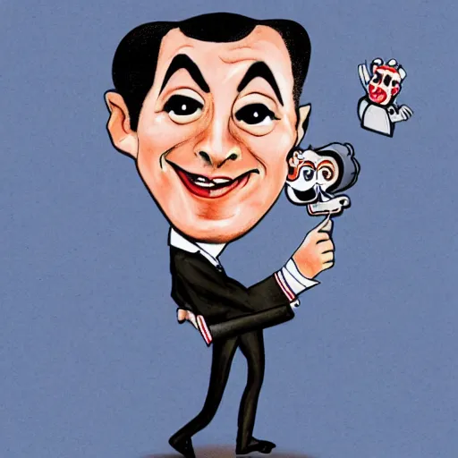 Prompt: caricature drawing of pee wee herman, illustration, ink, isca, award winning, new yorker