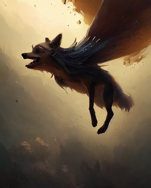 Prompt: a cute magical flying dog, fantasy art drawn by disney concept artists, greg rutkowski, golden colour, high quality, highly detailed, elegant, sharp focus, concept art, character concepts, digital painting, mystery, adventure