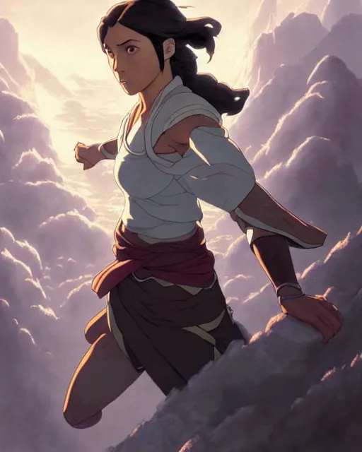 Image similar to korra from the legend of korra, character portrait, concept art, intricate details, highly detailed by greg rutkowski, michael whelan and gustave dore