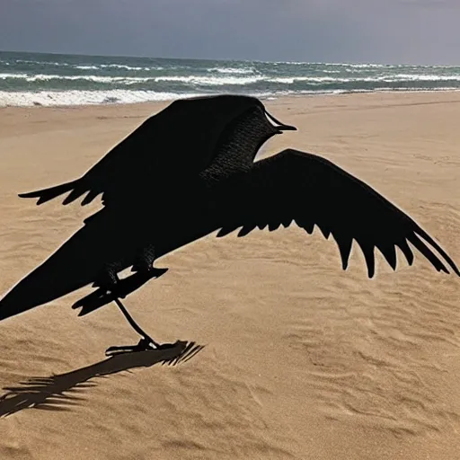 Image similar to majestic bird made with sand melting in spacetime