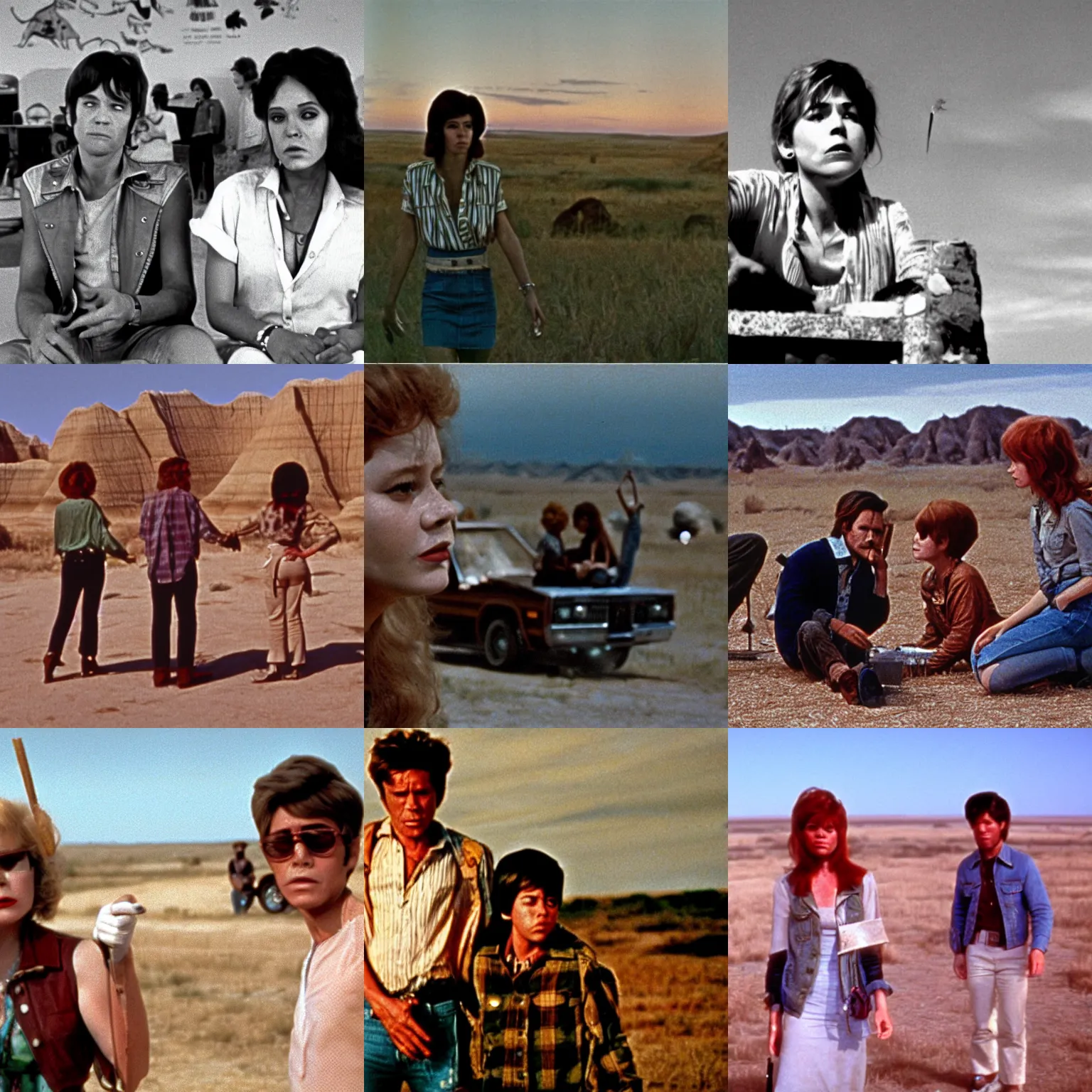 Prompt: a film still from badlands ( 1 9 7 3 )