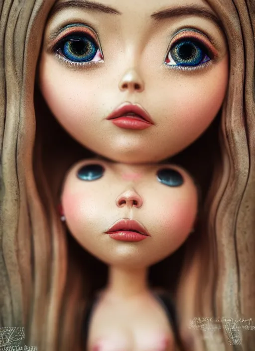 Image similar to closeup profile portrait of tin toy bikini girl beach, depth of field, zeiss lens, detailed, symmetrical, centered, fashion photoshoot, by nicoletta ceccoli, mark ryden, lostfish, breathtaking, 8 k resolution, extremely detailed, beautiful, establishing shot, artistic, hyperrealistic, octane render