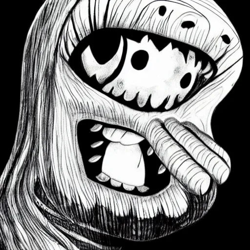 art screaming nightmare creature with long sharp teeth, Stable Diffusion