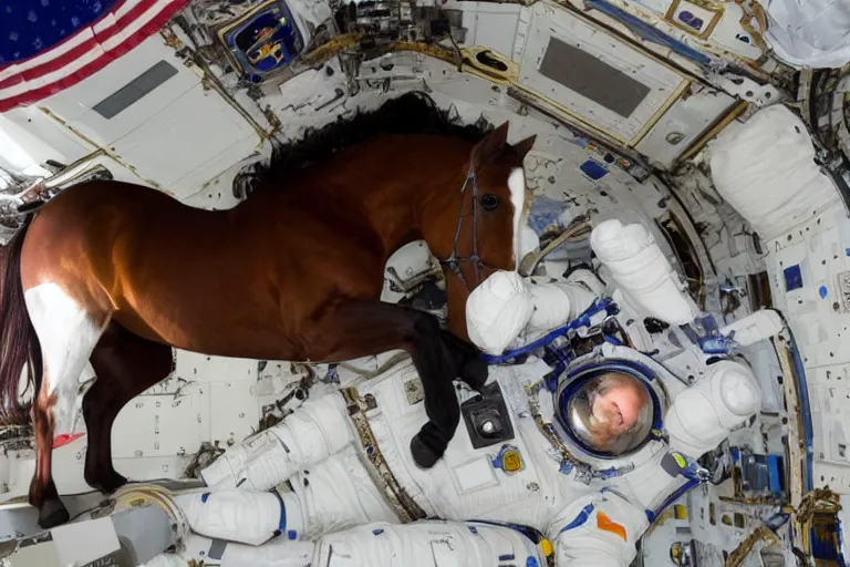 Image similar to horse lying on astronaut