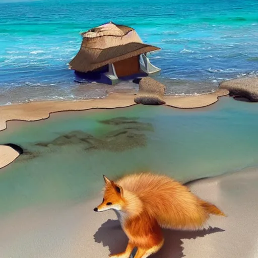 Prompt: 🦊🏝️🏖️🌊