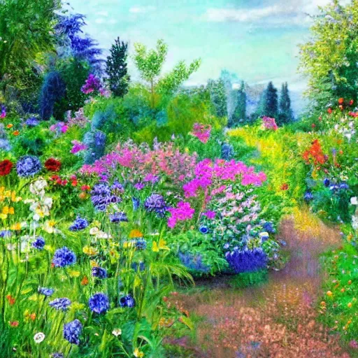 Prompt: Beautiful Garden at Midsommar by Jules Giradet, 4k masterpiece