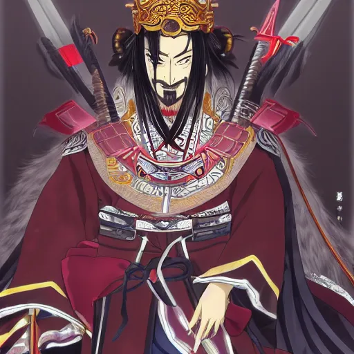 Image similar to portrait of oda nobunaga the demon king of sixth heaven, anime fantasy illustration by tomoyuki yamasaki, kyoto studio, madhouse, ufotable, trending on artstation