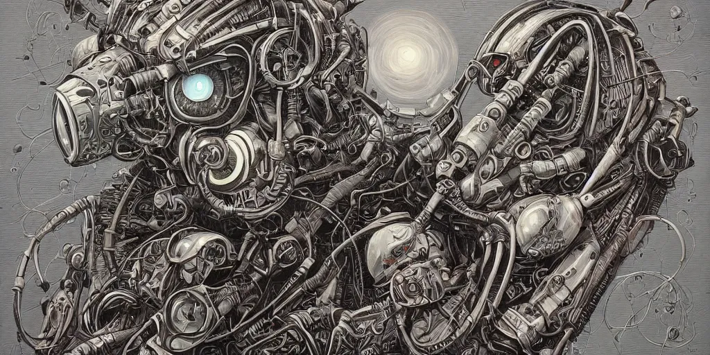 Image similar to a beautiful painting of robot by aaron horkey, trending on artstation