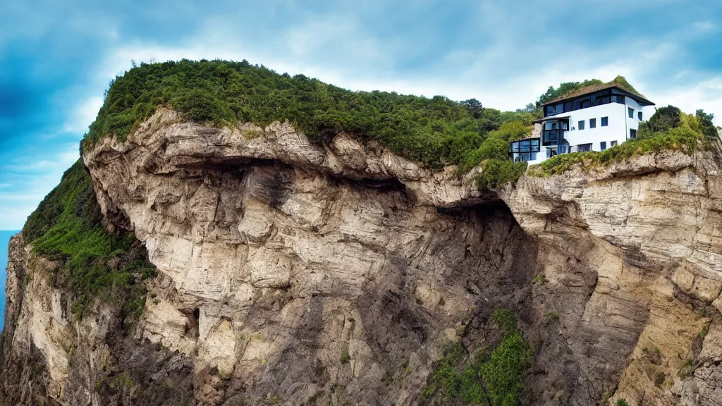 Image similar to house built on the side of a cliff, award winning photo