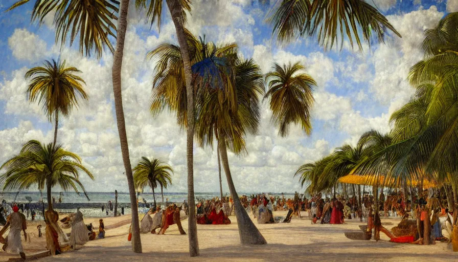 Image similar to a ultradetailed beautiful painting of the thunderstorm sky of the amazonas palace balustrade designed by jules bastien - lepage, tarsila do amaral, frank weston and gustave baumann, beach, trending on artstation, mediterranean, palm trees, sharp focus, colorful refracted sparkles and lines, soft light, 8 k 4 k