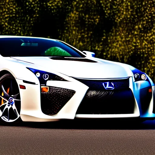 Image similar to a three quarter shot of a lexus lfa, 4k, hyper realistic, car photography