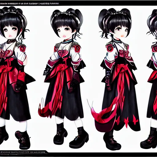 Image similar to full body character art sheet of Yui Mizuno from Babymetal, trending in artstation, 4k, by Artgem with Ayami Kojimareg, rutkowski and alphonse mucha