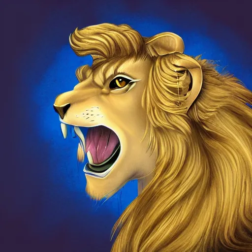 Image similar to a winged lion, fantasy illustration