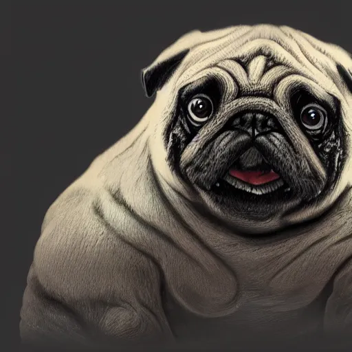 Image similar to A tardigrade with the eyes and mouth of a pug, national geographic-file-photograph, paywall-content, premium-award-winning, trending on artstation