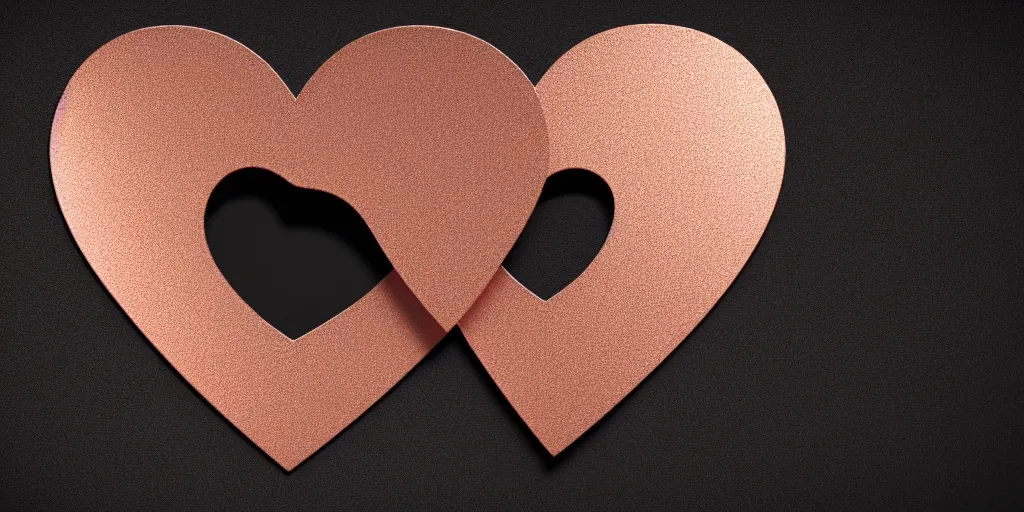 Image similar to rose gold heart, deep black background, octane render, v-ray, 8k, C4D