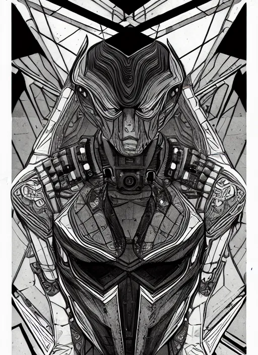 Image similar to symmetry concpet art, full shot, traditional ink, sketch, of deathshot, line sketch, intricate, elegant, highly detailed, monochrome, digital painting, artstation, concept art, sharp focus, illustration, art by borderlands 3 and peter polach