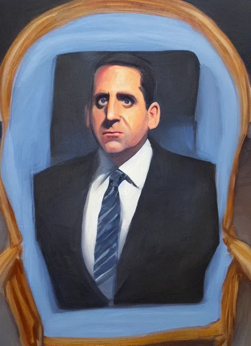 Image similar to portrait painting of michael scott in the style of procter dod