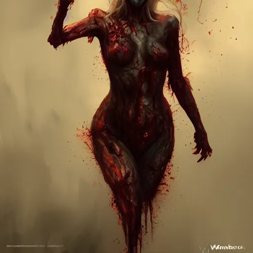 Prompt: a zombie Daenerys, by WLOP, horror, wounds, bloody, dark fantasy, trending on artstation