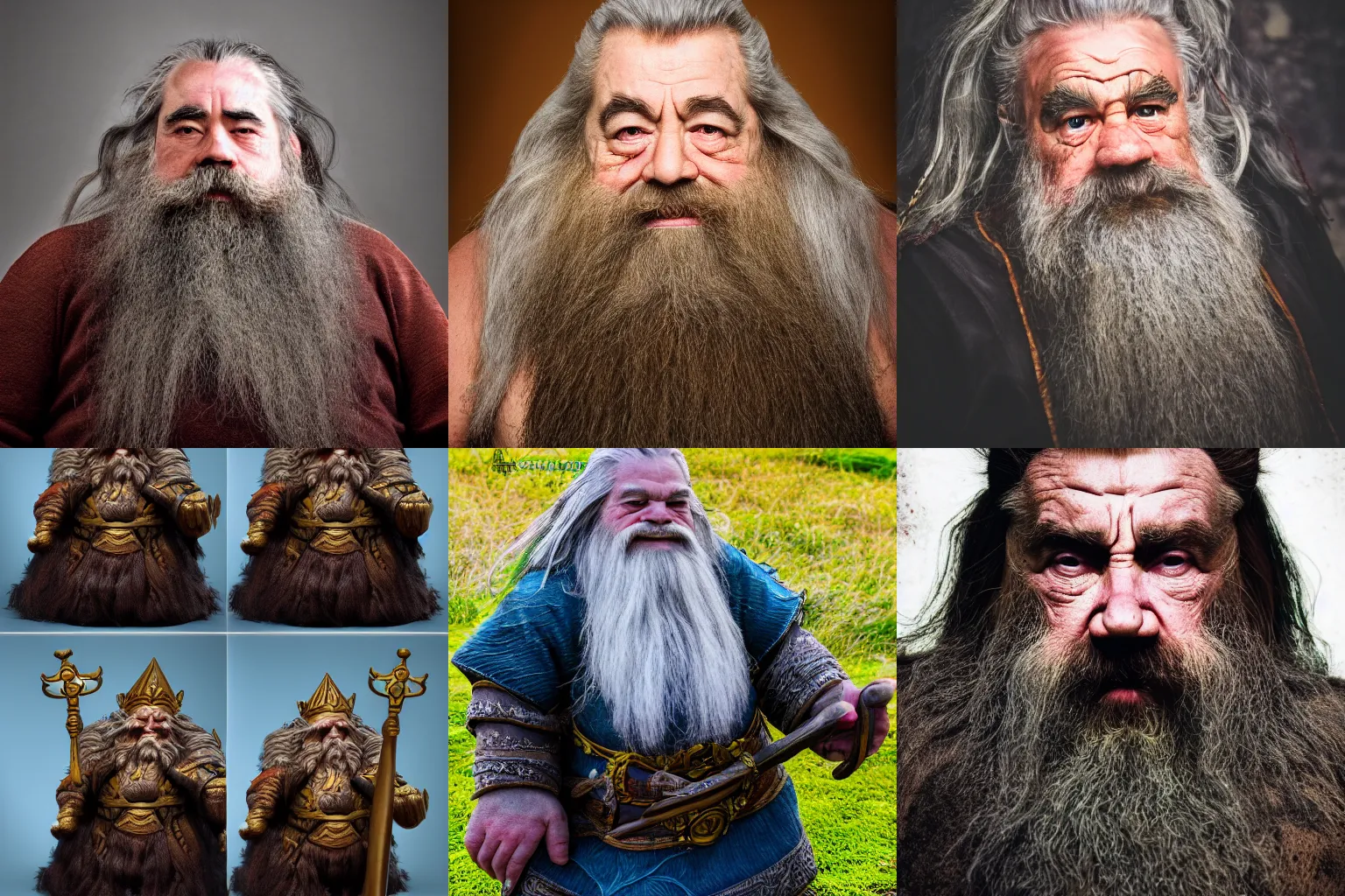 Prompt: high quality portrait photography of old massive dwarf king, high fantasy