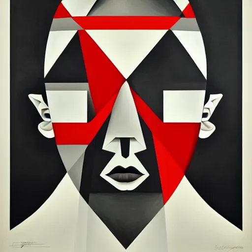 Image similar to constructivism monumental dynamic graphic super flat style portrait by avant garde painter, illusion surreal art, highly conceptual figurative art, intricate detailed illustration, controversial poster art, polish poster art, geometrical drawings, no blur