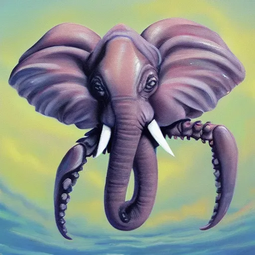 Image similar to elephant - crab creature, oil painting, deviantart