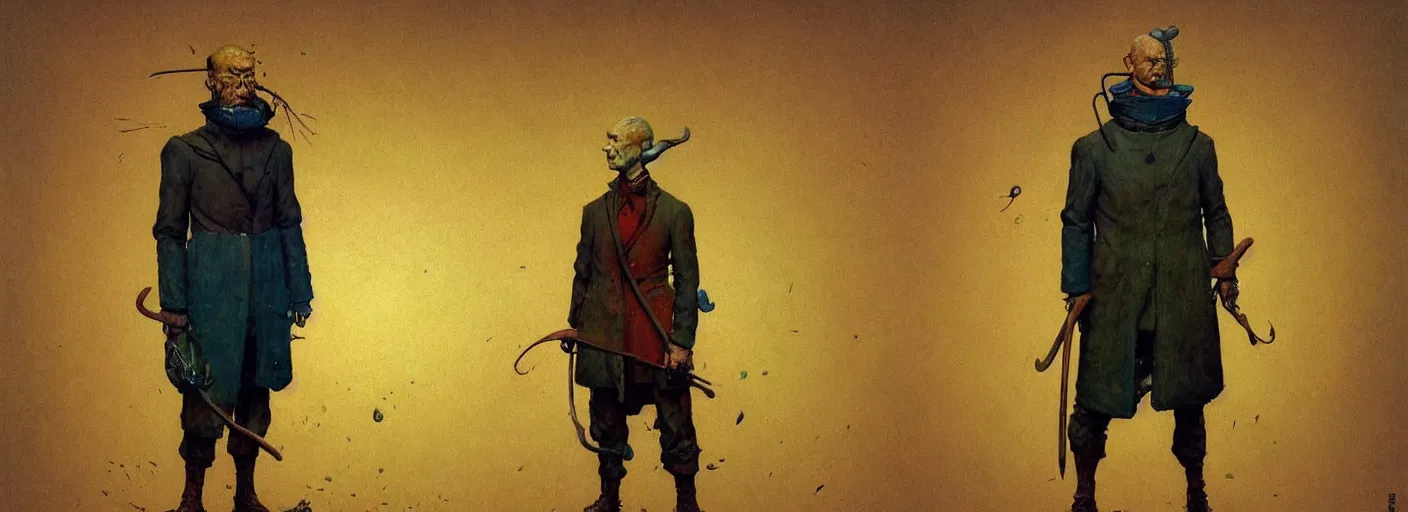Image similar to full - body portrait surreal colorful clay fighting artstation rpg gentleman character concept art anatomy, action pose, very coherent and colorful high contrast masterpiece by norman rockwell franz sedlacek hieronymus bosch dean ellis simon stalenhag rene magritte gediminas pranckevicius, dark shadows, sunny day, hard lighting, reference sheet white! background