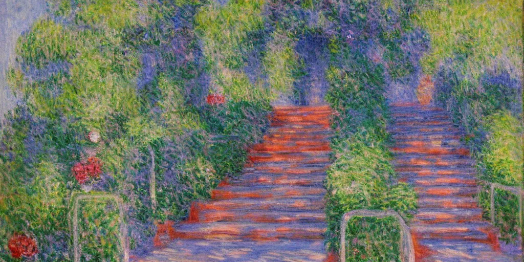 Prompt: couchstairs in the style of monet