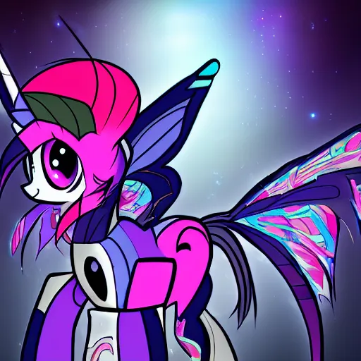 Prompt: Cyberpunk My Little Pony