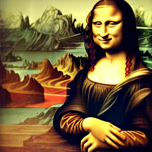 Prompt: picture of the mona lisa screaming random nonsense that nobody can understand