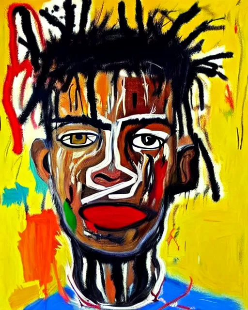 Image similar to stunning realistic painting portrait of jean - michel basquiat