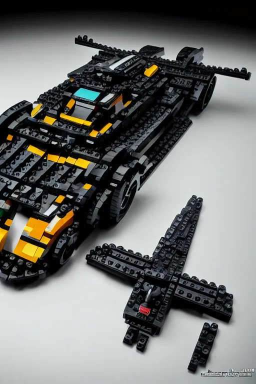 Image similar to a lego batmobile imagined by pascal blanche