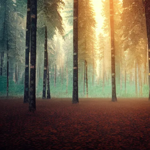 Prompt: Beautiful forest leading to a dead forest, octane render, volumetric lighting, 4K