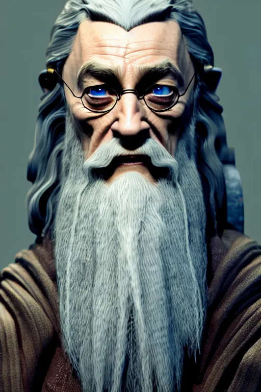 Prompt: daniel radcliffe is gandalf, concept art by senior character artist, cgsociety, photorealism, rendered in unreal engine, official art, cold hue's