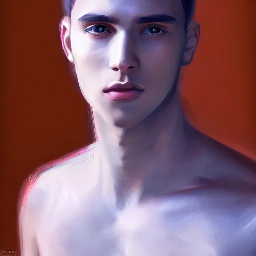 Image similar to portrait of young man by Singer Sergeant and Solomon, blue lighting, detailed, elegant clothing, trending on artstation, masterpiece