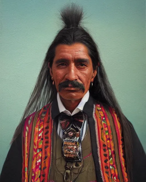Prompt: portrait of a magical mexican man, art by denys tsiperko and bogdan rezunenko, hyperrealism