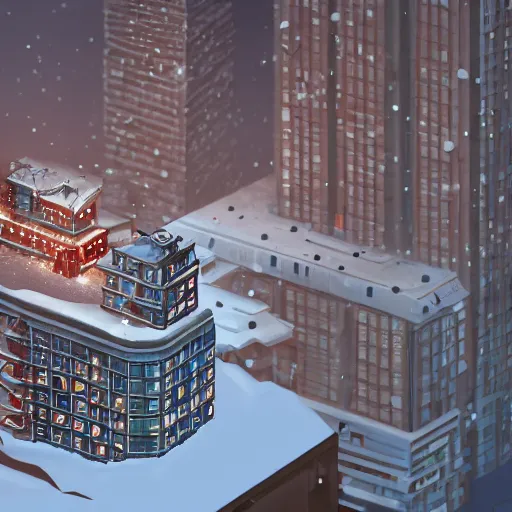 Image similar to a snow globe with a soviet apartment building in it, rending on cgsociety, retrofuturism, tesseract, isometric, physically based rendering, 1 9 9 0's