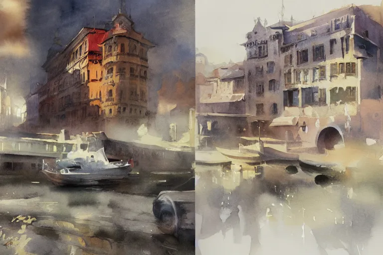 Prompt: small centered on watercolor paper, paint brush strokes, abstract watercolor painting of porto palace, cinematic light, national romanticism by hans dahl, by jesper ejsing, by anders zorn, by greg rutkowski, by greg manchess, by tyler edlin