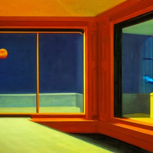 Prompt: Liminal space in outer space by Edward Hopper