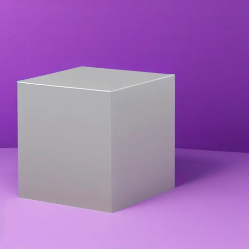 Image similar to 3d render of a white cube in a purple metallic room