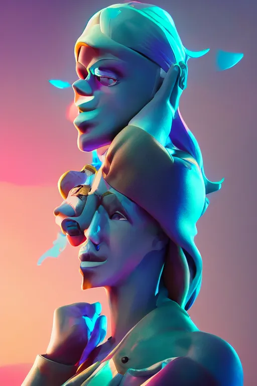 Image similar to epic lady portrait stylized as fornite style game design fanart by concept artist gervasio canda battle royale kaws radiating a glowing aura global illumination ray tracing hdr render in unreal engine 5