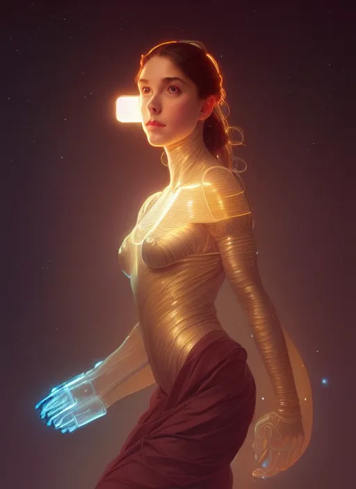 Image similar to full body portrait of girl, chemisty, sci - fi, glowing lights!! intricate, elegant, highly detailed, highly detailed face, digital painting, artstation, concept art, smooth, sharp focus, illustration, art by artgerm and greg rutkowski and alphonse mucha, 8 k