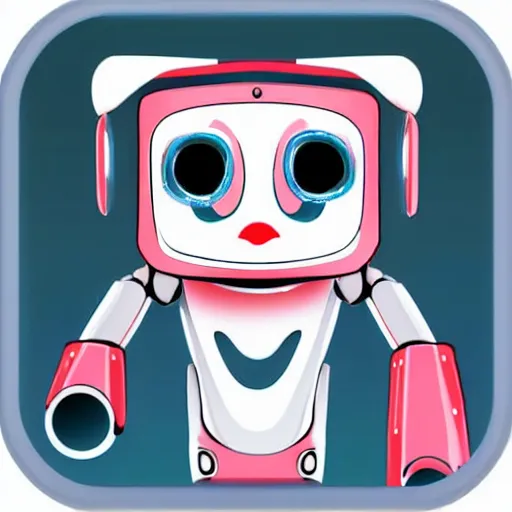 Image similar to a cute robot with uwu eyes painted designed by apple