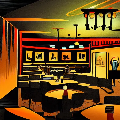 Prompt: illustration of a jazz club interior