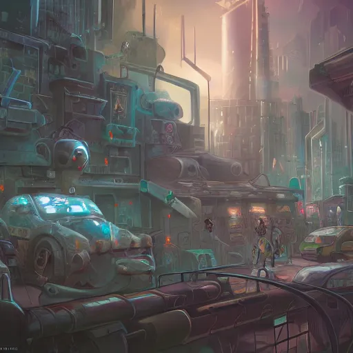 Image similar to detailed, small details, appear. Battle-worn retro-futuristic city tuning in from all 2D animation drawing, 2D family crest, skulls, hacker, drawing, painting, concept, fantasy, she made her way natural volumetric lighting, realistic
