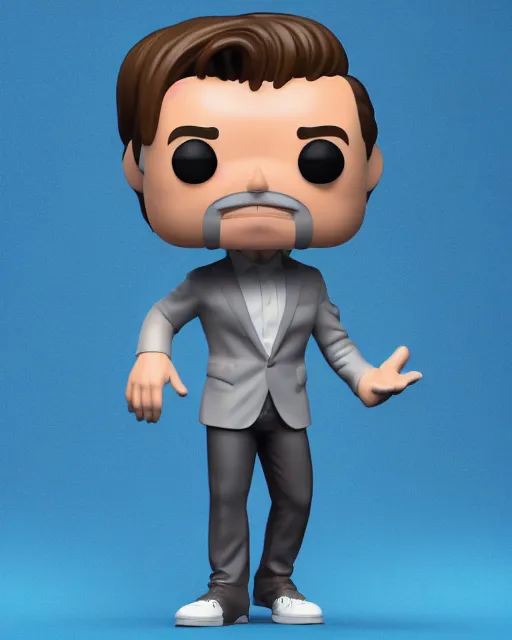 Image similar to full body 3d render of Jim Carrey as a funko pop, studio lighting, white background, blender, trending on artstation, 8k, highly detailed