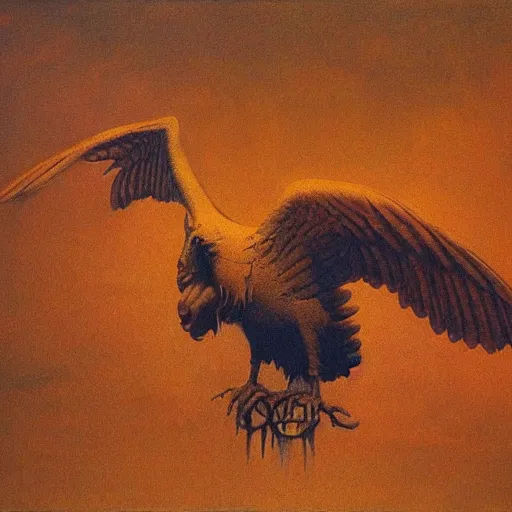 Image similar to gryphon, beksinski