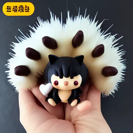 Image similar to high quality portrait flat matte painting of cute Hedgehog body entwined with black fog, in the style of nendoroid and Toon , flat anime style, thick painting, medium close-up