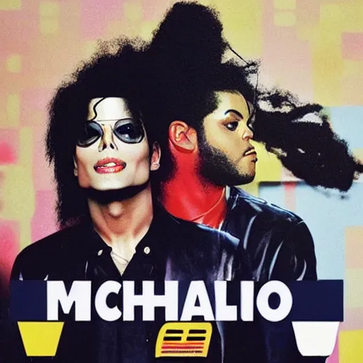 Image similar to michael jackson the weeknd car race album cover